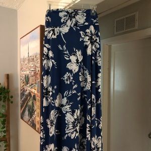 Delina Blue Maxi Floral Skirt